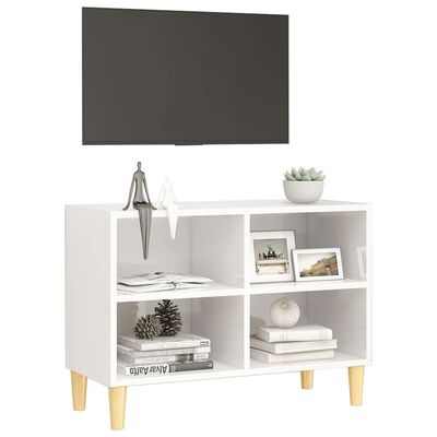 vidaXL magasfényű fehér TV-szekrény tömör falábakkal 69,5 x 30 x 50 cm