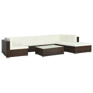 vidaXL 8-r&eacute;szes barna polyrattan kerti b&uacute;torszett p&aacute;rn&aacute;kkal