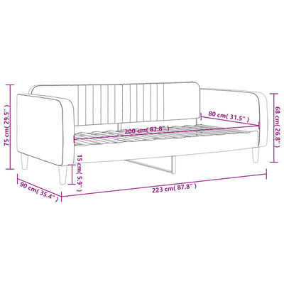 vidaXL világosszürke bársony kanapéágy keret 80 x 200 cm