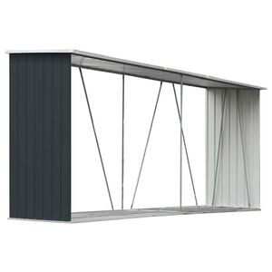 vidaXL antracit horganyzott ac&eacute;l kerti tűzifat&aacute;rol&oacute; 330 x 84 x 152 cm
