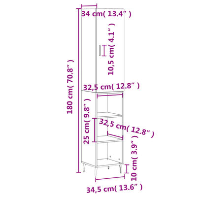 vidaXL betonszürke szerelt fa magasszekrény 34,5x34x180 cm