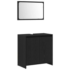 vidaXL F&uuml;rdőszoba Sz&eacute;k&eacute;ny ajt&oacute;val Fekete t&ouml;lgy 60 x 33 x 60 cm Faanyag