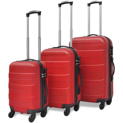 vidaXL 3 darabos piros húzható kemény bőrönd szett 45,5/55/66 cm