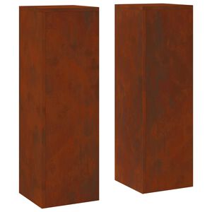 vidaXL N&ouml;v&eacute;ny&aacute;llv&aacute;ny 2 pcs Rozsd&aacute;s 24 x 24 x 75 cm Időj&aacute;r&aacute;s&aacute;ll&oacute; ac&eacute;l