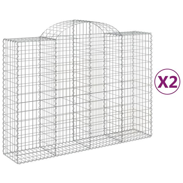 vidaXL 2 db íves horganyzott vas gabion kosár 200x50x140/160 cm