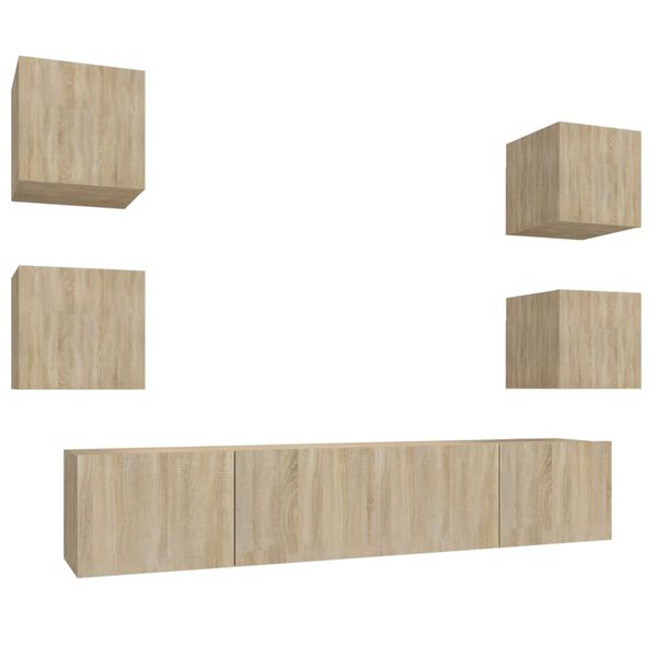 vidaXL 6 r&eacute;szes sonoma t&ouml;lgy sz&iacute;nű szerelt fa TV-szekr&eacute;nyszett