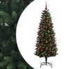 vidaXL Műfenyő g&ouml;mb&ouml;kkel 120 cm 150 LED Meleg feh&eacute;r PE &eacute;s PVC Green