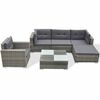 vidaXL 6-r&eacute;szes sz&uuml;rke polyrattan kerti b&uacute;torszett p&aacute;rn&aacute;kkal