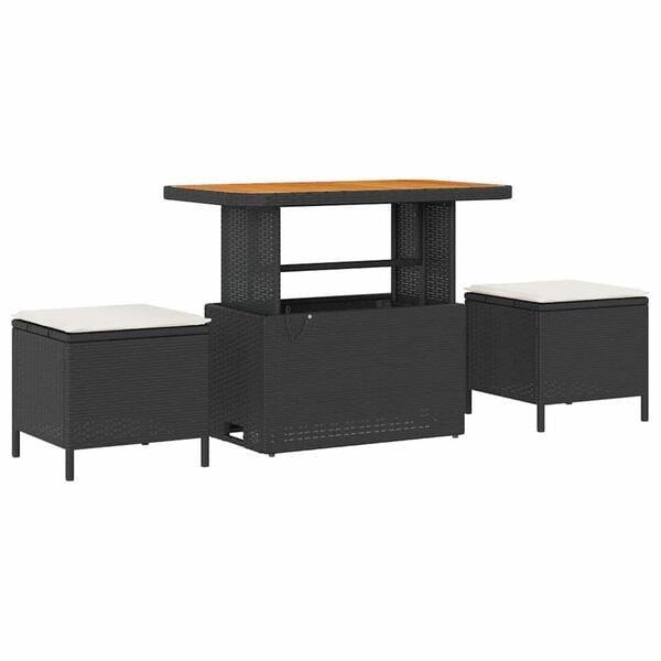 vidaXL Kerti Kanap&eacute; Szett p&aacute;rn&aacute;val 9 pcs Fekete &eacute;s Kr&eacute;m Poly Rattan