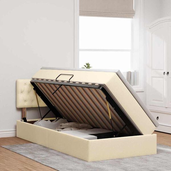 vidaXL &Aacute;gy t&aacute;rol&oacute;val &eacute;s matraccal matracmal Kr&eacute;m 100 x 200 cm Faanyag