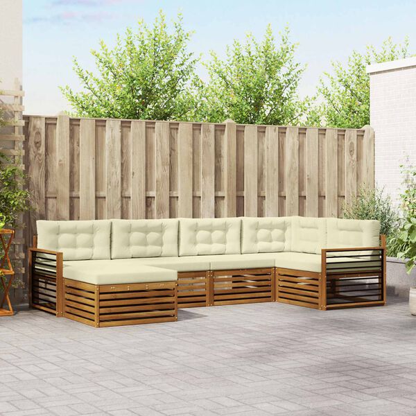 vidaXL K&uuml;lt&eacute;ri kanap&eacute; szett p&aacute;rn&aacute;val 6 pcs Term&eacute;szetes &eacute;s kr&eacute;msz&iacute;nű