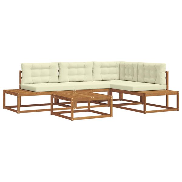 vidaXL K&uuml;lt&eacute;ri kanap&eacute; szett 5 Darab Term&eacute;szetes &eacute;s kr&eacute;msz&iacute;nű