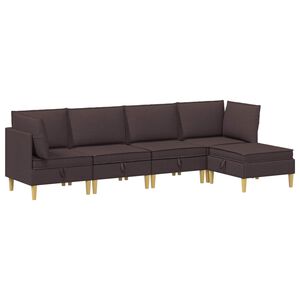 vidaXL Modul&aacute;ris kanap&eacute; szett t&aacute;rol&oacute;val 5 pcs S&ouml;t&eacute;t Barna Sz&ouml;vet