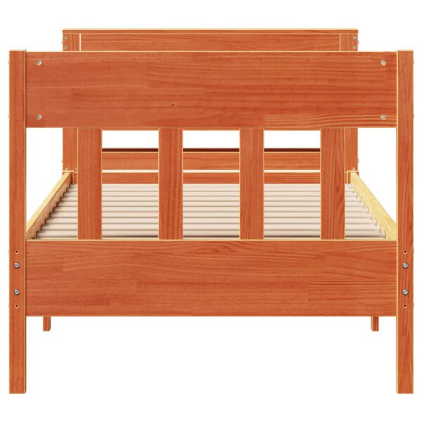 vidaXL viaszbarna t&ouml;m&ouml;r fenyőfa &aacute;gy matrac n&eacute;lk&uuml;l 90 x 200 cm