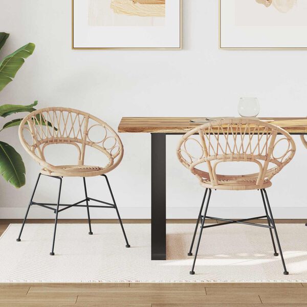 vidaXL &Eacute;tkezősz&eacute;k 2 pcs Term&eacute;szetes 49 x 51 x 81 cm Rattan &eacute;s Vas