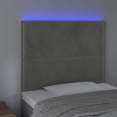 vidaXL világosszürke bársony LED-es fejtámla 100x5x118/128 cm