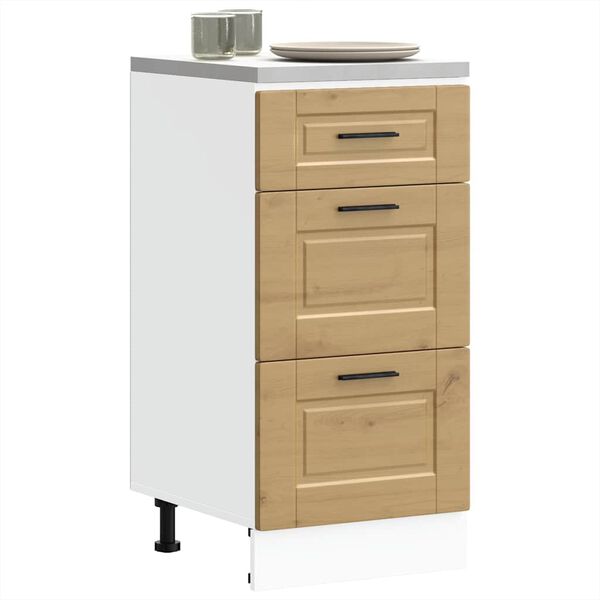 vidaXL Porto k&eacute;zműves t&ouml;lgy sz&iacute;nű szerelt fa konyhai alapszekr&eacute;ny