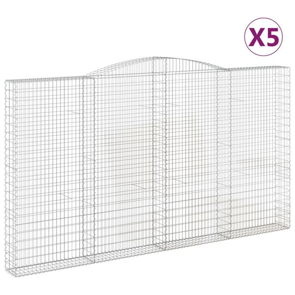 vidaXL 5 db íves horganyzott vas gabion kosár 400x30x220/240 cm
