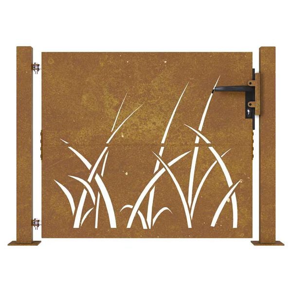 vidaXL Corten acél kerti kapu 100x75 cm, fűmintás