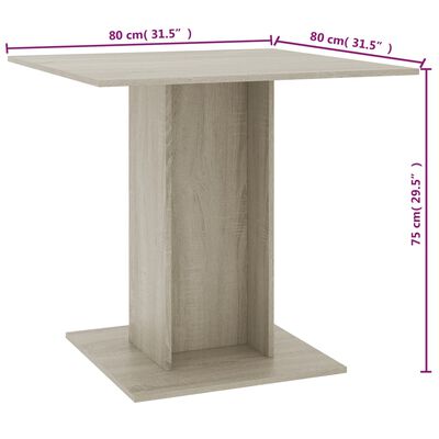 vidaXL sonoma-tölgy színű szerelt fa étkezőasztal 80 x 80 x 75 cm