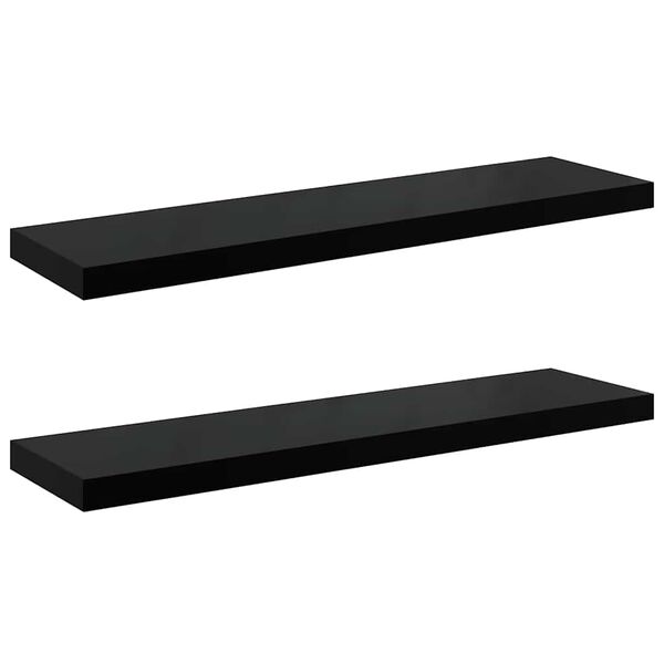 vidaXL 2 db magasf&eacute;nyű fekete MDF lebegő fali polc 90 x 23,5 x 3,8 cm