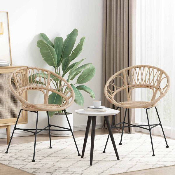 vidaXL &Eacute;tkezősz&eacute;k 2 pcs Term&eacute;szetes 49 x 51 x 81 cm Rattan &eacute;s Vas