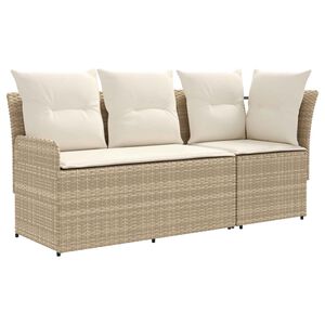 vidaXL 2 db Kerti karf&aacute;s kanap&eacute; sarokkanap&eacute;val PE Rattan Beige &eacute;s kr&eacute;m