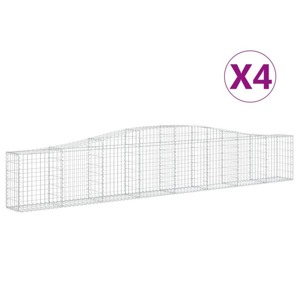 vidaXL 4 db íves horganyzott vas gabion kosár 400x30x60/80 cm