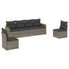 vidaXL 6 r&eacute;szes sz&uuml;rke polyrattan kerti &uuml;lőgarnit&uacute;ra p&aacute;rn&aacute;kkal