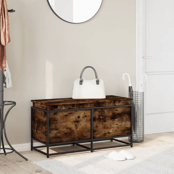 vidaXL f&uuml;st&ouml;s t&ouml;lgy sz&iacute;nű szerelt fa t&aacute;rol&oacute;l&aacute;da fed&eacute;llel 100x40x51,5cm