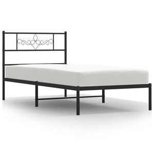 vidaXL fekete f&eacute;m &aacute;gykeret fejt&aacute;ml&aacute;val 90 x 190 cm