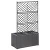 vidaXL fekete rácsos polyrattan magaságyás 2 kaspóval 58 x 30 x 107 cm