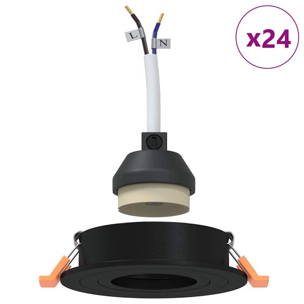 vidaXL Spotlámpa 24 pcs Fekete 9 x 9 x 2 cm Alumínium