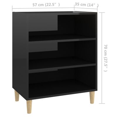 vidaXL magasfényű fekete forgácslap tálalószekrény 57 x 35 x 70 cm