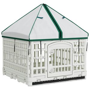 vidaXL 4 paneles kutyaj&aacute;tsz&oacute;ker&iacute;t&eacute;s tetővel 122 x 106,5 x 82 cm Feh&eacute;r