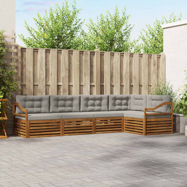 vidaXL K&uuml;lt&eacute;ri kanap&eacute; szett 5 pcs Term&eacute;szetes &eacute;s Vil&aacute;gossz&uuml;rke