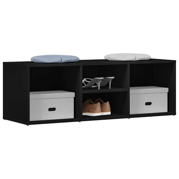 vidaXL fekete szerelt fa cipőt&aacute;rol&oacute; pad 105 x 35 x 35 cm