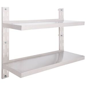 vidaXL k&eacute;tszintes rozsdamentes ac&eacute;l falra szerelhető polc 100 x 30 cm