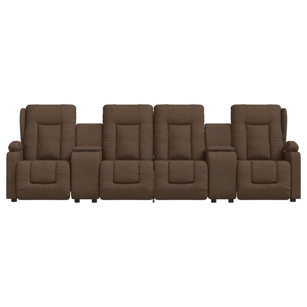 vidaXL 4 személyes barna szövet dönthető masszázsfotel pohártartóval