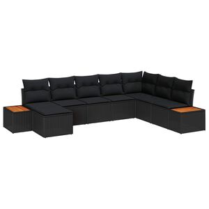 vidaXL Kerti Kanap&eacute; Szett 9 db 8-&Uuml;lőhelyek sz&aacute;ma Fekete Polyrattan