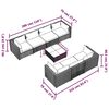 vidaXL 8 r&eacute;szes sz&uuml;rke polyrattan kerti &uuml;lőgarnit&uacute;ra p&aacute;rn&aacute;kkal