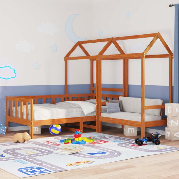 vidaXL Nappali &Aacute;gy Szett 3 pcs Faggy&uacute; barna T&ouml;m&ouml;r fenyőfa