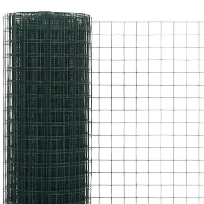 vidaXL zöld PVC-bevonatú acél csirkeháló drótkerítés 25 x 0,5 m