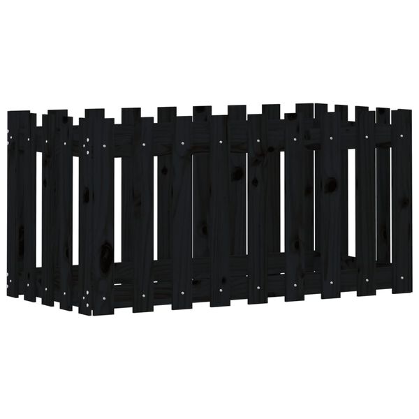 vidaXL fekete t&ouml;m&ouml;r fenyőfa kerti magas&aacute;gy&aacute;s ker&iacute;t&eacute;ssel 100x50x50 cm