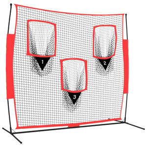 vidaXL hordozhat&oacute; fekete/piros poli&eacute;szter baseballh&aacute;l&oacute; 183x105x183 cm