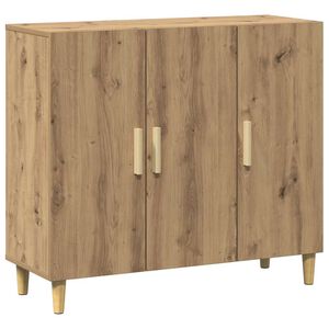 vidaXL k&eacute;zműves t&ouml;lgy sz&iacute;nű szerelt fa t&aacute;lal&oacute;szekr&eacute;ny 90 x 34 x 80 cm