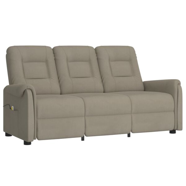 vidaXL 3 személyes világosszürke mikroszálas szövet masszázsfotel