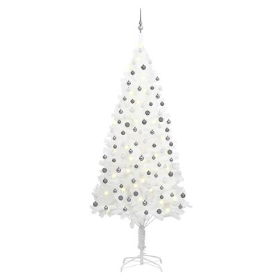 vidaXL fehér megvilágított műkarácsonyfa gömb szettel 240 cm