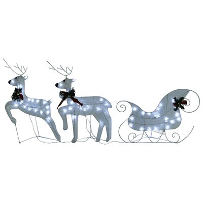 vidaXL fehér rénszarvas és szán karácsonyi dekoráció 280x28x55 cm