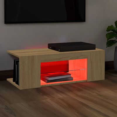 vidaXL sonoma-tölgy színű TV-szekrény LED lámpákkal 90 x 39 x 30 cm